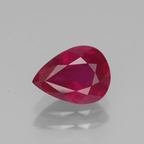 Rubí rojo natural de 1,36 ct, en forma de pera, VS-SI