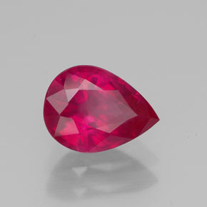 Rubí rojo natural de 1,51 ct, en forma de pera, VS-SI