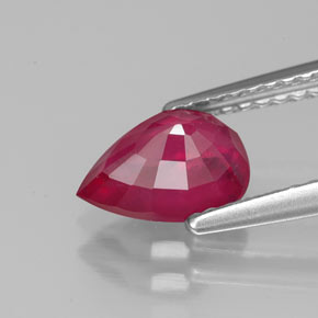 Rubí rojo natural de 1,51 ct, en forma de pera, VS-SI