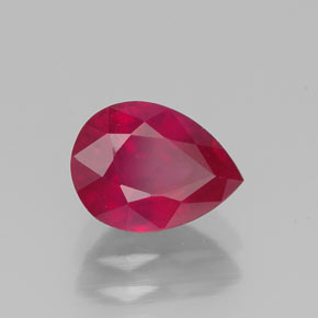 Rubí rojo natural de 1,56 ct, en forma de pera, VS-SI