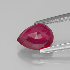 Rubí rojo natural de 1,56 ct, en forma de pera, VS-SI