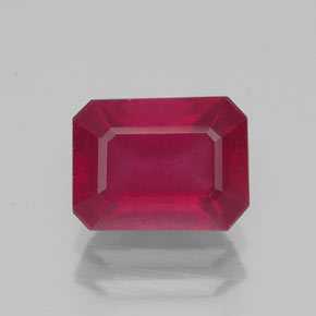 Rubí rojo natural de 2,37 ct, corte esmeralda, VS-SI