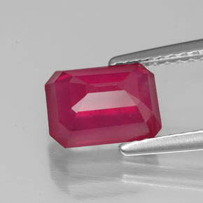 Rubí rojo natural de 2,37 ct, corte esmeralda, VS-SI
