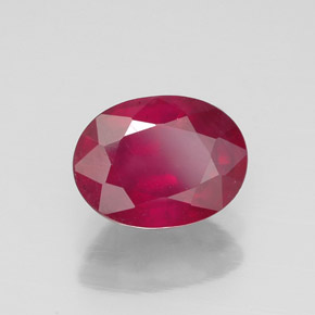 Rubí rojo natural de 1,75 ct, corte óvalo, SI