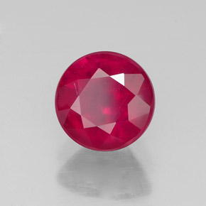 Rubí rojo natural de 1,78 ct, corte redondo, VS-SI