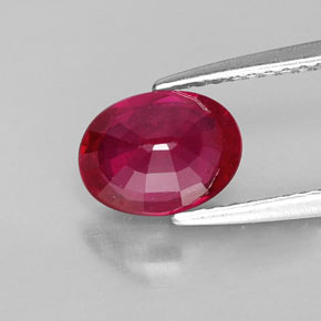 Rubí rojo natural de 1,78 ct, corte óvalo, VS-SI