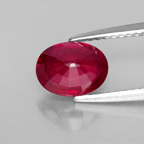 Rubí rojo natural de 1,76 ct, corte óvalo, VS-SI