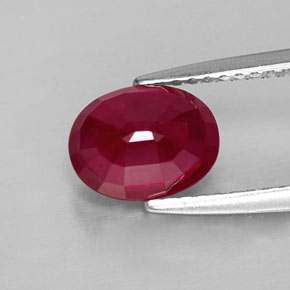 Rubí rojo natural de 2,11 ct, corte óvalo, VS-SI