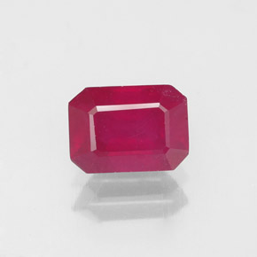 Rubí rojo natural de 1,47 ct, corte esmeralda, VS-SI