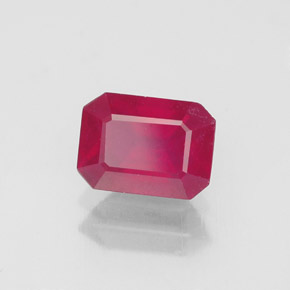Rubí rojo natural de 1,47 ct, corte esmeralda, VS-SI