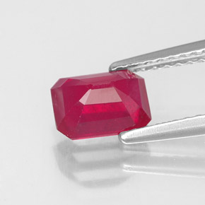 Rubí rojo natural de 1,47 ct, corte esmeralda, VS-SI