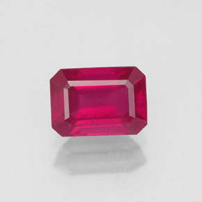 Rubí rojo natural de 1,54 ct, corte esmeralda, VS-SI