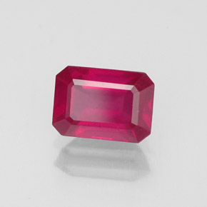 Rubí rojo natural de 1,54 ct, corte esmeralda, VS-SI
