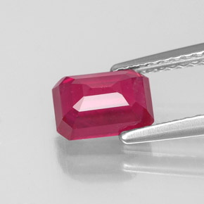 Rubí rojo natural de 1,54 ct, corte esmeralda, VS-SI