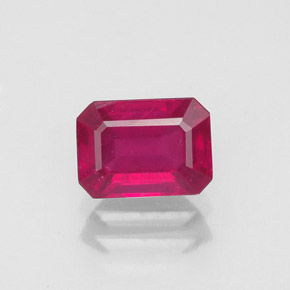 Rubí rojo natural de 1,50 ct, corte esmeralda, VS-SI