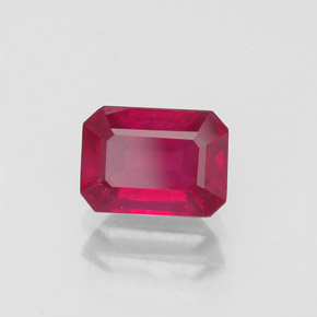 Rubí rojo natural de 1,50 ct, corte esmeralda, VS-SI