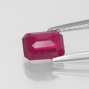 Rubí rojo natural de 1,50 ct, corte esmeralda, VS-SI
