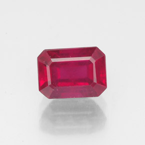 Rubí rosa rojizo natural de 1,58 ct, corte esmeralda, VS-SI