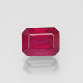 Rubí rojo natural de 1,52 ct, corte esmeralda, VS-SI