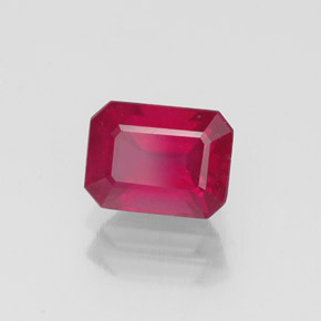Rubí rojo natural de 1,52 ct, corte esmeralda, VS-SI