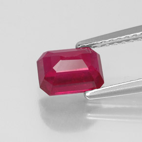 Rubí rojo natural de 1,52 ct, corte esmeralda, VS-SI