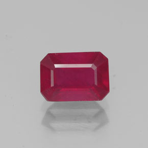 Rubí rojo natural de 1,47 ct, corte esmeralda, VS-SI
