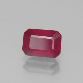 Rubí rojo natural de 1,47 ct, corte esmeralda, VS-SI