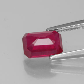 Rubí rojo natural de 1,47 ct, corte esmeralda, VS-SI