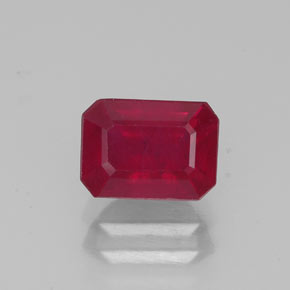 Rubí rojo natural de 1,69 ct, corte esmeralda, VS-SI