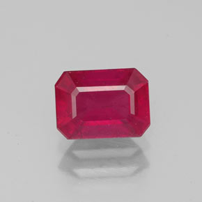 Rubí rojo natural de 1,50 ct, corte esmeralda, VS-SI