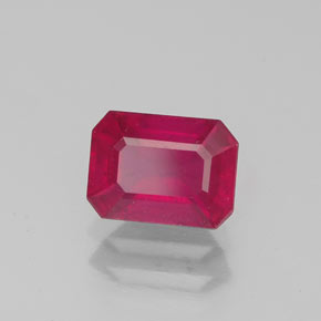 Rubí rojo natural de 1,50 ct, corte esmeralda, VS-SI