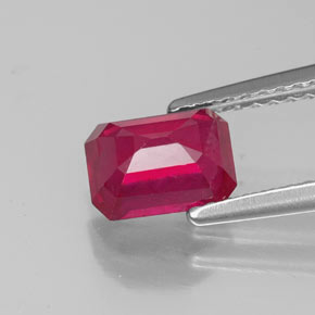Rubí rojo natural de 1,50 ct, corte esmeralda, VS-SI