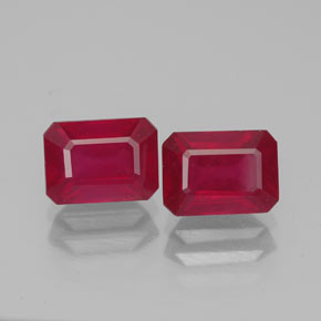 Gemas de rubí rojo natural de  ct, corte esmeralda, VS-SI