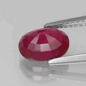 Rubí rojo natural de 1,86 ct, corte óvalo, VS-SI