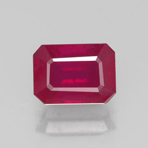 Rubí rojo natural de 1,46 ct, corte esmeralda, VS-SI