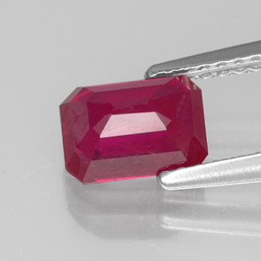 Rubí rojo natural de 1,46 ct, corte esmeralda, VS-SI