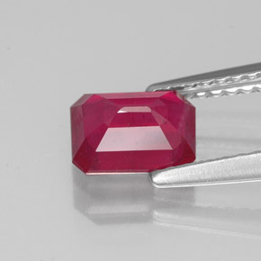 Rubí rojo natural de 1,29 ct, corte esmeralda, VS-SI