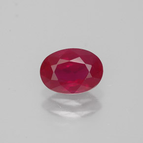 Rubí rojo natural de 0,89 ct, corte óvalo, VS-SI