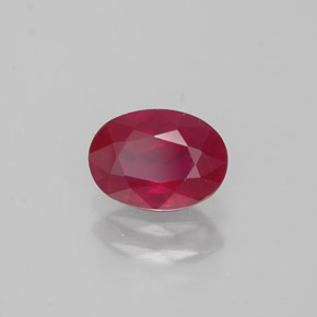 Rubí rojo natural de 0,89 ct, corte óvalo, VS-SI