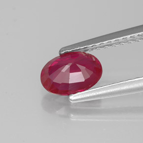 Rubí rojo natural de 0,89 ct, corte óvalo, VS-SI