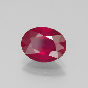 Rubí rojo natural de 1,93 ct, corte óvalo, VS-SI