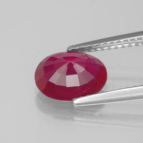 Rubí rojo natural de 1,93 ct, corte óvalo, VS-SI
