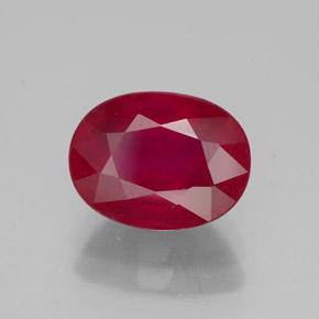 Rubí rojo natural de 2,85 ct, corte óvalo, VS-SI