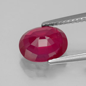 Rubí rojo natural de 2,85 ct, corte óvalo, VS-SI
