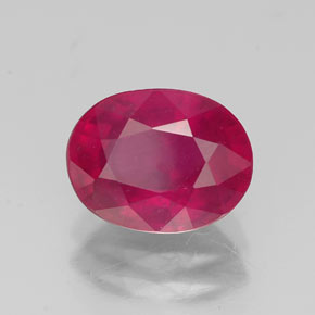 Rubí rojo natural de 2,55 ct, corte óvalo, VS-SI