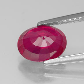 Rubí rojo natural de 2,55 ct, corte óvalo, VS-SI