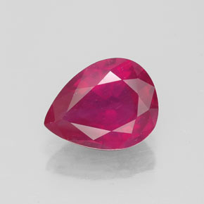 Rubí rojo natural de 1,85 ct, en forma de pera, VS-SI