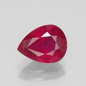 Rubí rojo natural de 2,03 ct, en forma de pera, VS-SI