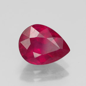 Rubí rojo natural de 2,33 ct, en forma de pera, VS-SI
