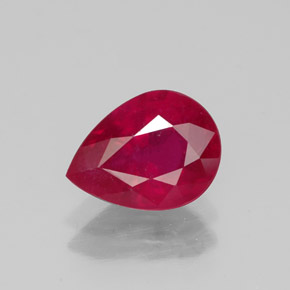 Rubí rojo natural de 1,92 ct, en forma de pera, VS-SI